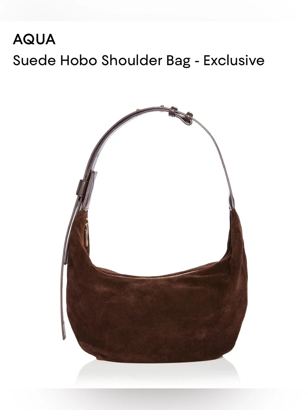 AQUA Suede Hobo Shoulder Bag. Brown.